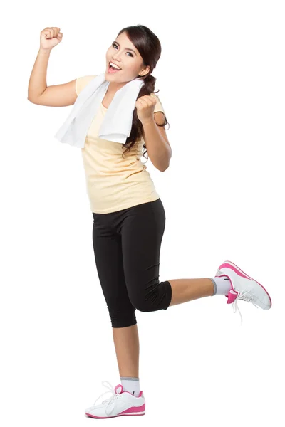 Šťastný fitness žena — Stock fotografie