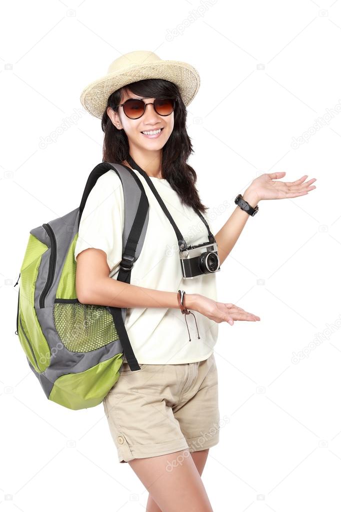 Happy young girl going on vacation