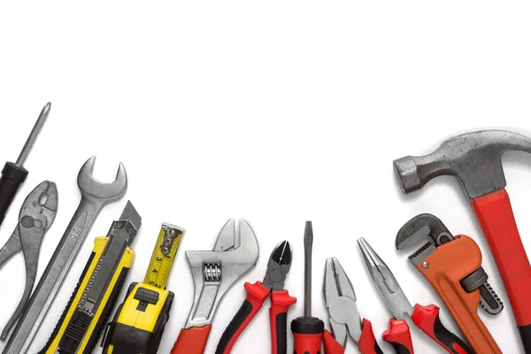 Muitas ferramentas sobre fundo branco — Fotografia de Stock
