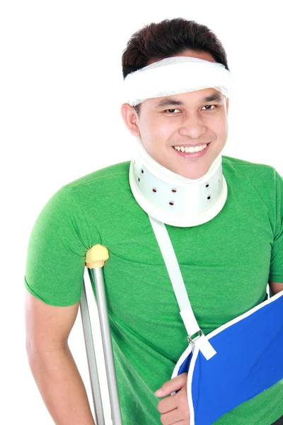 Young man with broken arm — Stock Photo, Image