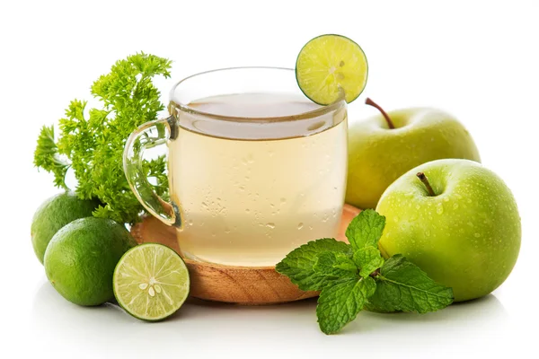 Glass of fresh mix juice with ingredients — Stock Photo, Image