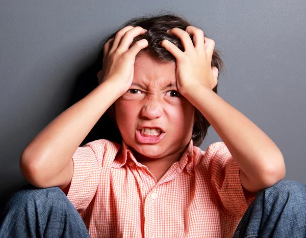 Expression of little boy feel stress — Stock Photo, Image