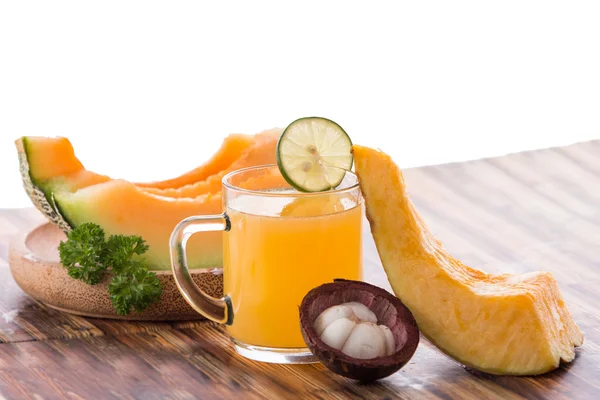 Castalope fruit, Melon, and mangosteen juice — Stock Photo, Image