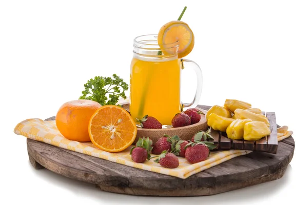 Jack fruit, Orange and Strawberry smoothie — Stock Photo, Image