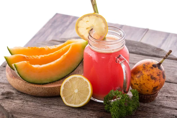 Melon, Orange and Pomegrate smoothies — Stock Photo, Image