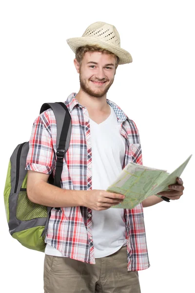 Jonge man toeristische glimlachen — Stockfoto