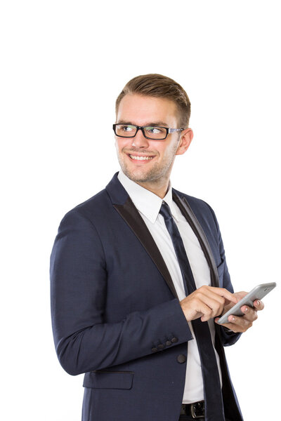 Young businessman with a cellphone on his hand