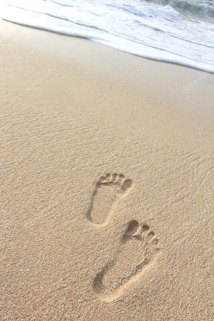footprints on the sand beach 