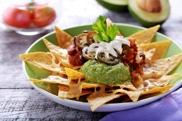 Μεξικάνικα nachos ανώτατο — Φωτογραφία Αρχείου