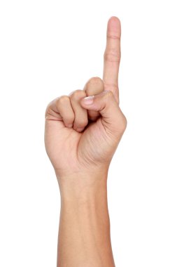 Hand gestures counting one, isolated