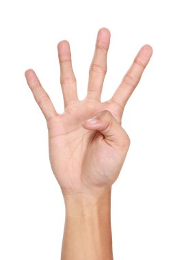 Hand gestures counting four, isolated