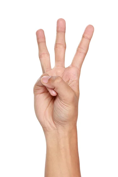 Hand gestures counting three, isolated — Stock Photo, Image