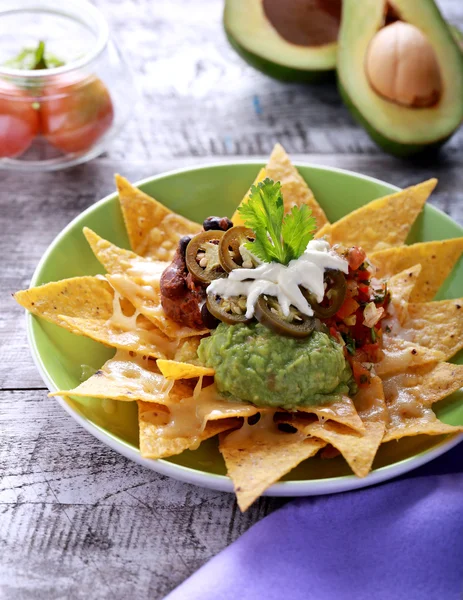 Mexikói nachos Legfelsőbb — Stock Fotó