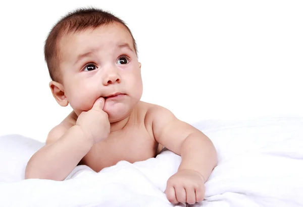 Niedliches Baby saugt seinen Finger — Stockfoto