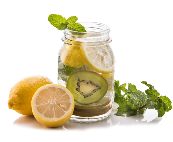 Infused water mix of kiwi and lemon,isolated — Stock Photo, Image