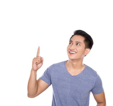 Young asian man getting an idea hand gesture clipart