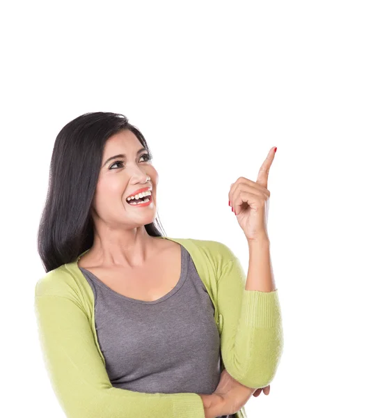 Asiatische Frau posiert, bekommen eine Idee Handgeste — Stockfoto