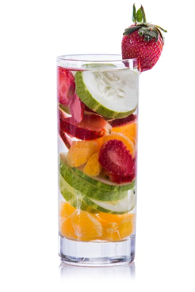 Infused water mix of orange, strawberry and cucumber — Stock Photo, Image