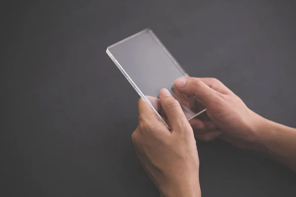 Futuristic transparent cell phone mock up — Stock Photo, Image