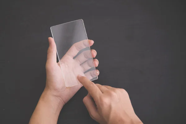 Futurista teléfono celular transparente burla —  Fotos de Stock