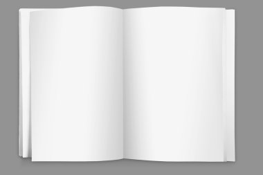 Beyaz arka plan üzerinde boş sayfa açık kitap