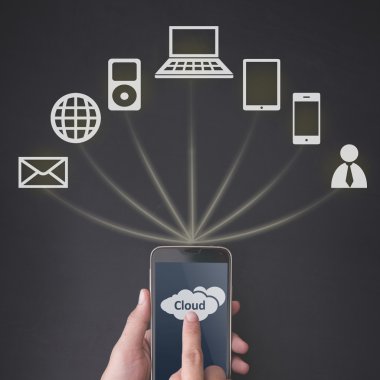 Bir smartphone bulut ile basarak parmak bilgisayar