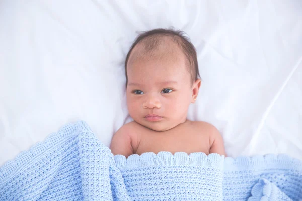 Cute baby in blanket, close up — Stock Photo, Image