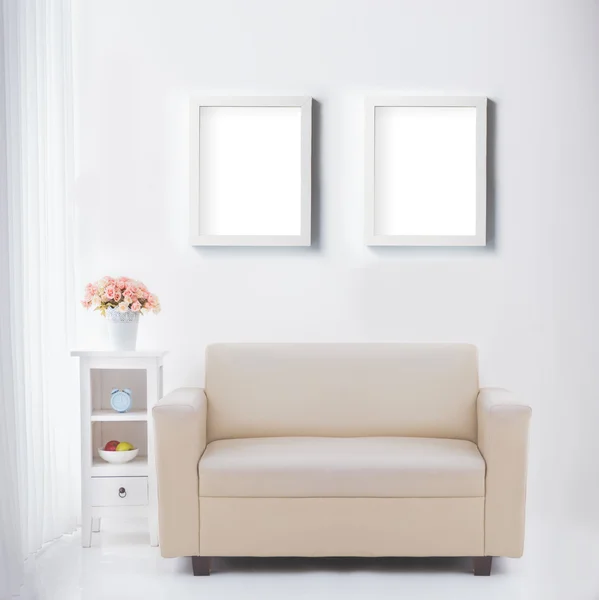 living room with blank poster or photo frame