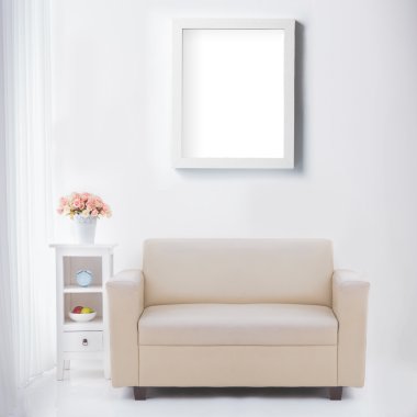 oturma odası boş poster ya da fotoğraf karesi ile