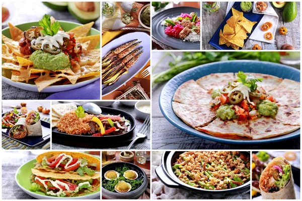 Verschiedene mexikanische Speisen vom Buffet, hautnah — Stockfoto