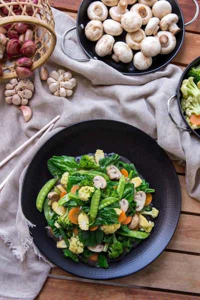 Capcay talíř zdravé čínské jídlo — Stock fotografie