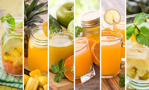 Various orange juices from mix tropical fruit — Stock Photo, Image