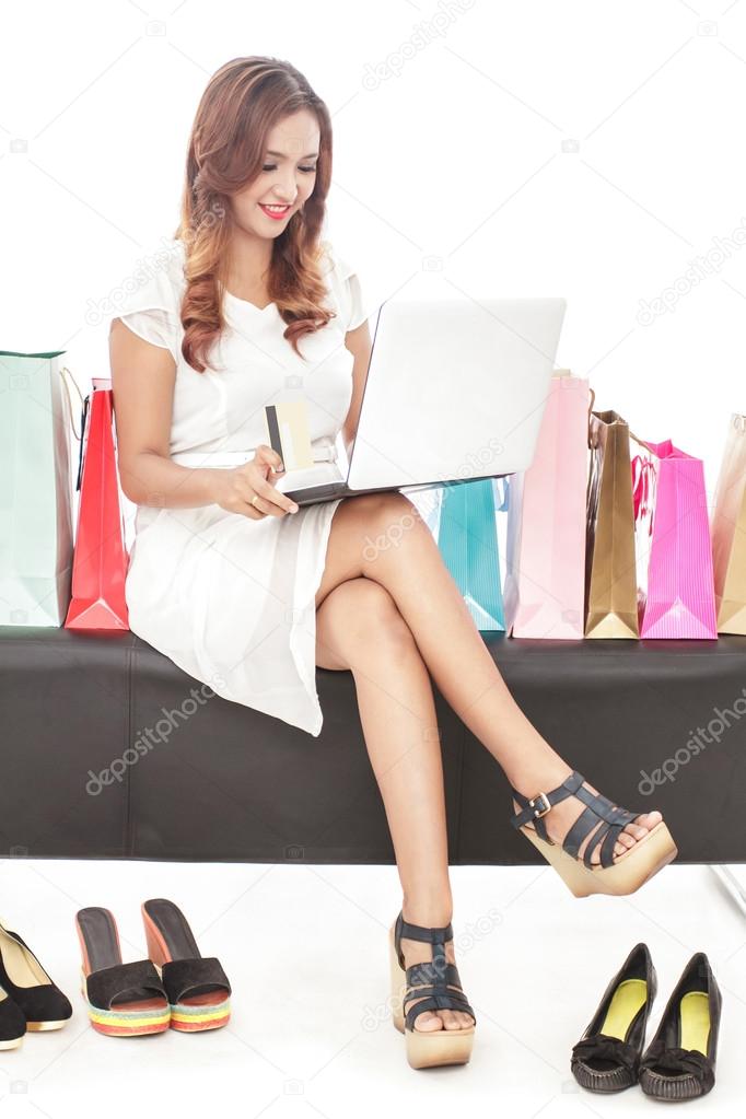 young woman doing online shopping