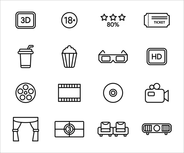 Conjunto Simples Cinema Show Related Vector Ícone Design Gráfico Contém —  Vetores de Stock