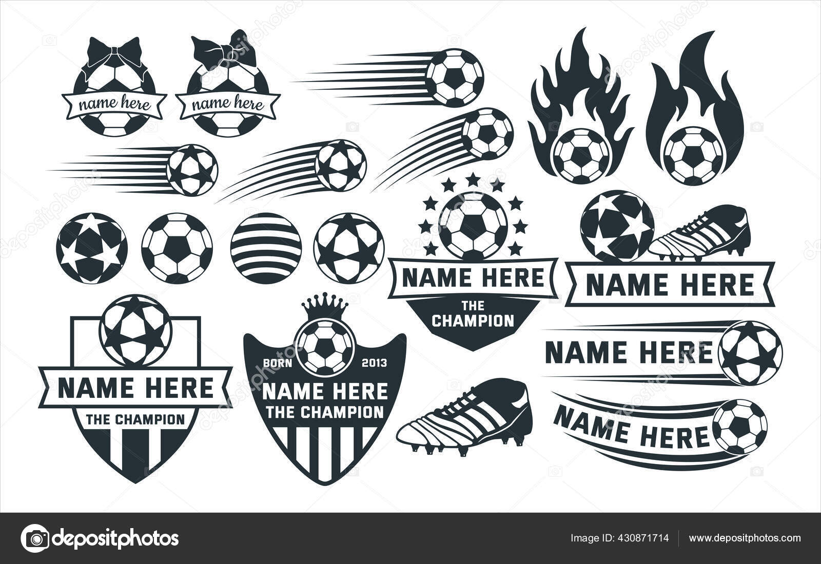 Football Printable Template - Depositphotos 430871714 Stock Illustration Assorted Football Soccer Theme Vector