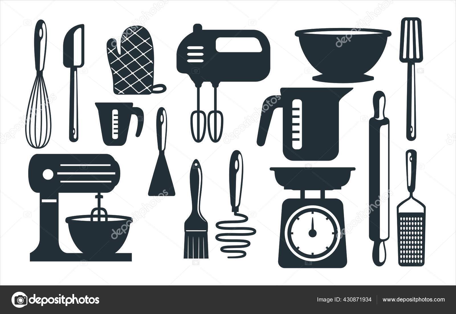 Baking Utensils Kitchen Equipment Vector Graphic Design Template Set  Sticker Stock Vector by ©great19 430871934