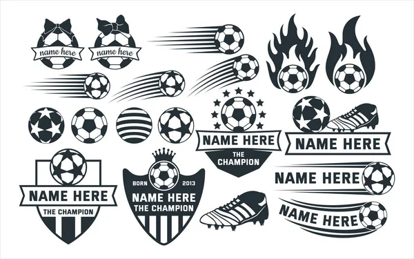 Verschiedene Fußball Thema Vektor Grafik Design Vorlage Für Aufkleber Dekoration — Stockvektor