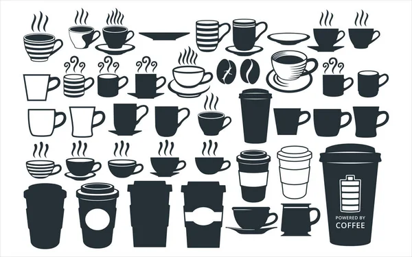 Чашка Кухоль Тема Кави Векторний Шаблон Графічного Дизайну Набір Наклеювання — стоковий вектор