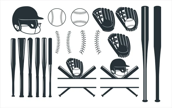 Baseball Sport Motyw Wektor Graficzny Wzór Zestaw Naklejki Dekoracji Cięcia — Wektor stockowy