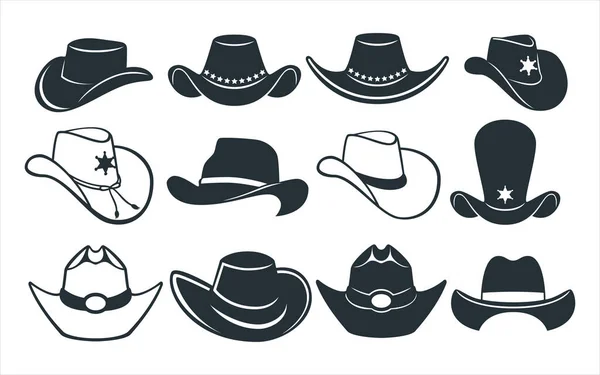 Cowboy Sheriff Kalap Vektor Grafikus Design Sablon Készlet Matrica Dekoráció — Stock Vector