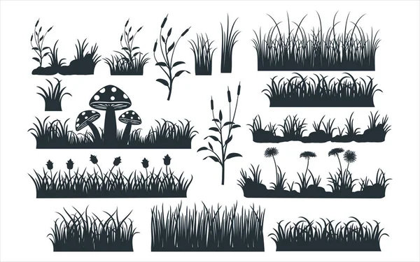 Assorted Grass Grass Field Vector Graphic Design Template Set Sticker — Stock Vector