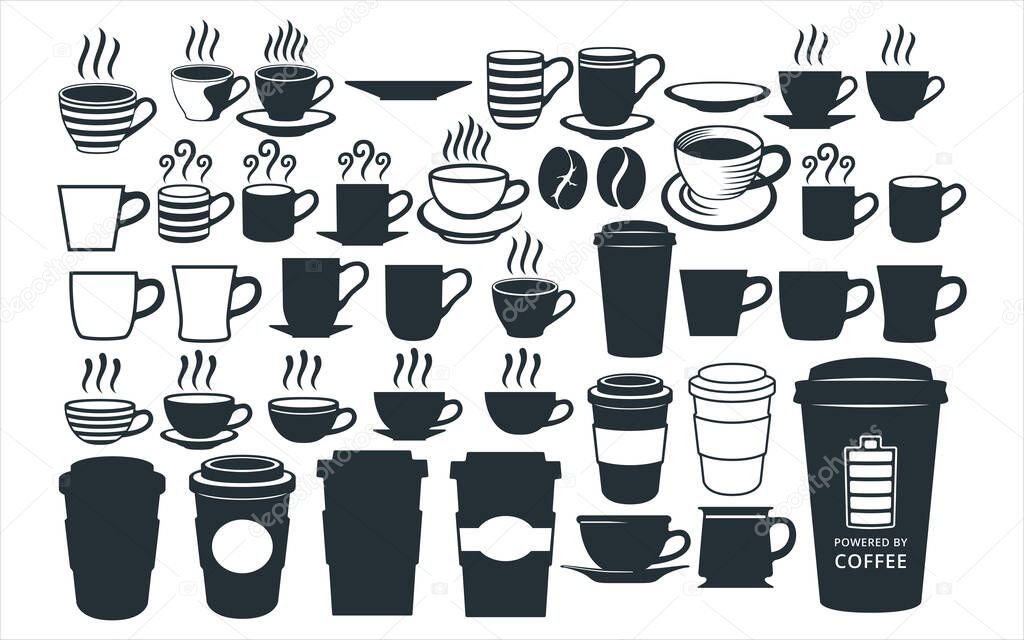 cup, mug, coffee theme vector graphic design template set for sticker, decoration, cutting and print file