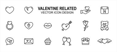 Simple Set of valentine love wedding Related lineal style Vector icon user interface graphic design. Contains such Icons as love, heart, broken heart, give, calendar, wedding ring, heart lock, lip, clipart