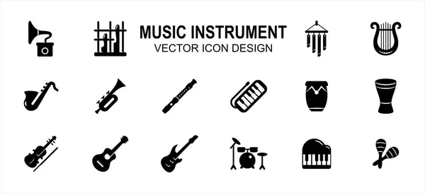 스타일 Vector 아이콘 사용자 인터페이스 그래픽 디자인 기타아 색소폰 트럼펫 — 스톡 벡터