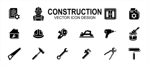 Ensemble Simple Construction Tâches Domicile Conception Graphique Interface Utilisateur Icône — Image vectorielle