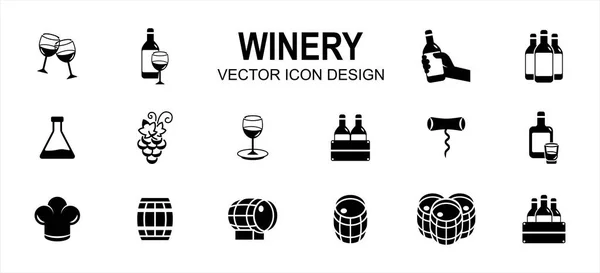 Conjunto Simple Bebida Bodega Related Vector Icono Interfaz Usuario Diseño — Vector de stock