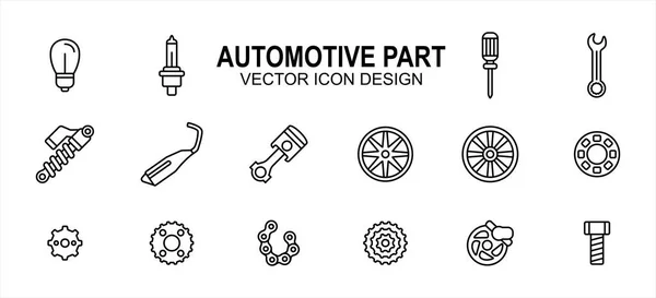 Automobil Und Motorradteile Verwandte Vektor Symbol Benutzeroberfläche Grafik Design Enthält — Stockvektor