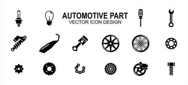 Automobil Und Motorradteile Verwandte Vektor Symbol Benutzeroberfläche Grafik Design Enthält — Stockvektor