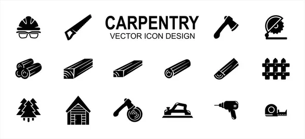 Tischlerei Tischlerei Holz Werkstatt Verwandte Vektor Symbol Benutzeroberfläche Grafik Design — Stockvektor