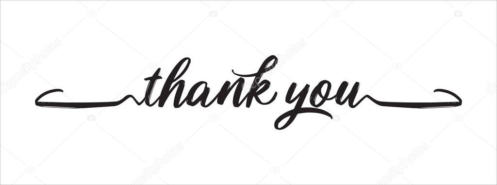 thank you hand lettering design. thank you calligraphy. thank you text typography letter vector graphic design for greeting card label and web banner.